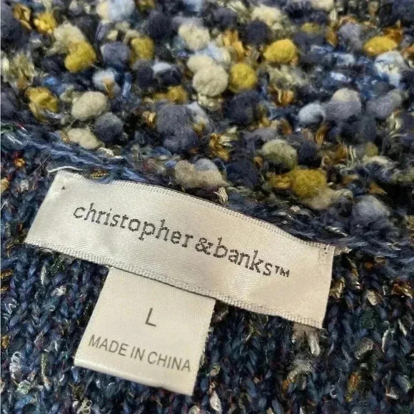 Cj Banks Speckled Knit Cardigan Soft Sweater Blue Button Women's Size L HOLIDAY - Picture 11 of 16